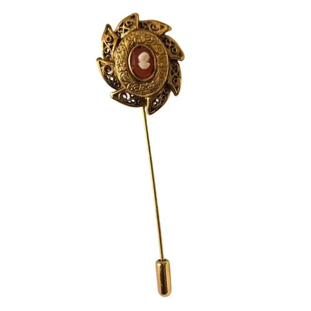 Vintage Gold Greek Filigree Key Stick Pin/Hat Pin